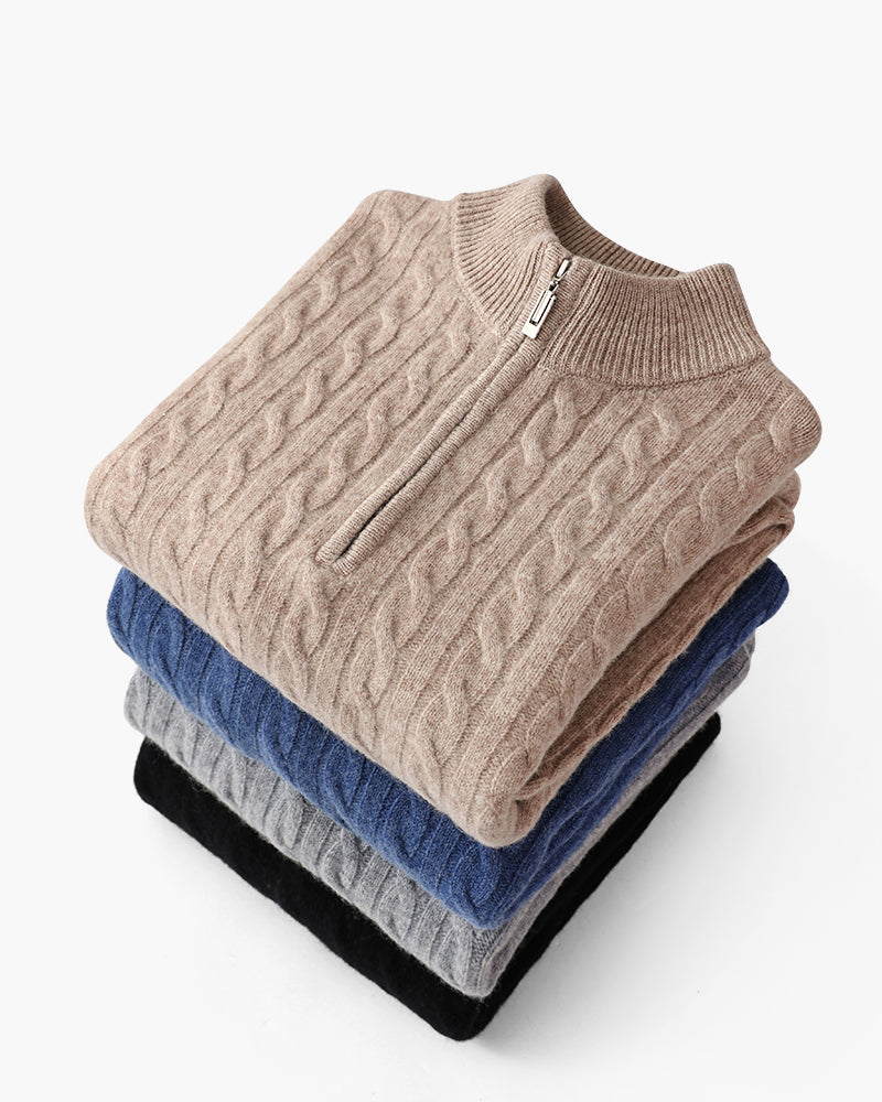 Cashmere Woven Half Zip | Montessari