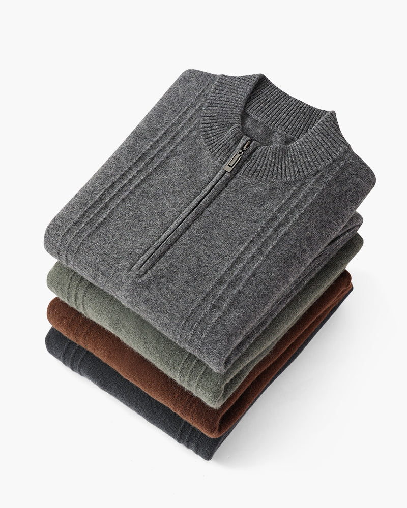 100% Cashmere Ribbed Half Zip | Montessari