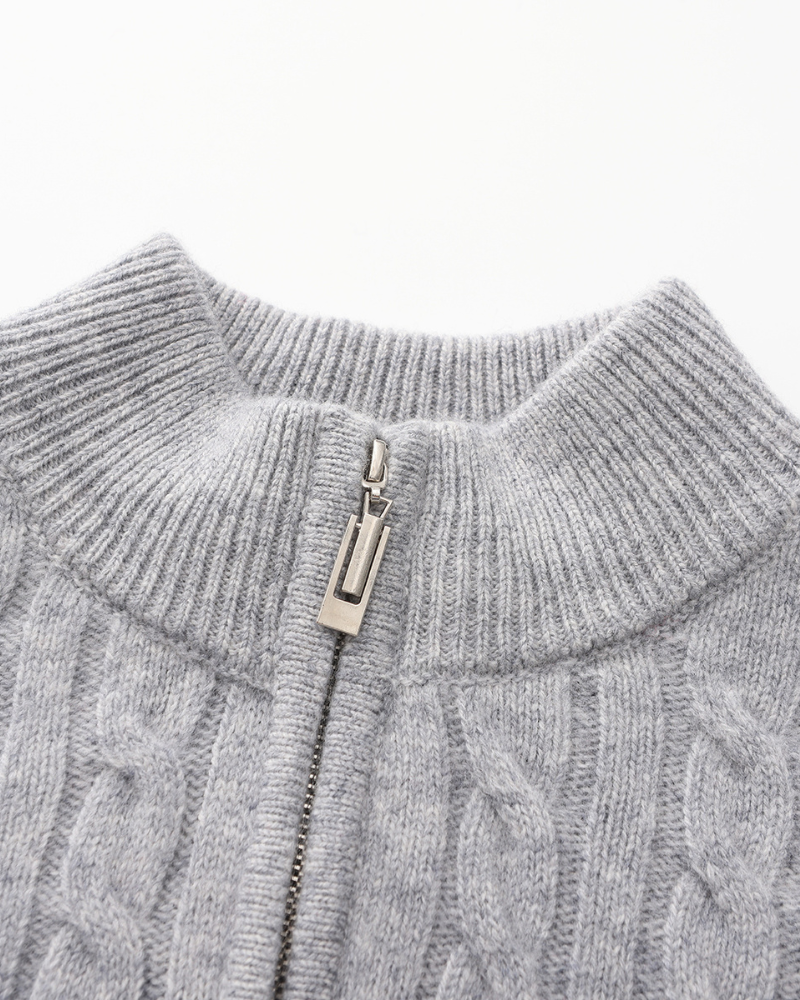 Cashmere Woven Half Zip | Montessari