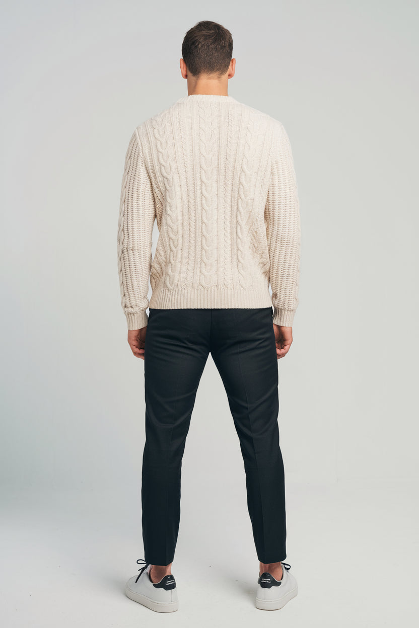 THE CABLE KNIT CREWNECK SWEATER | Montessari