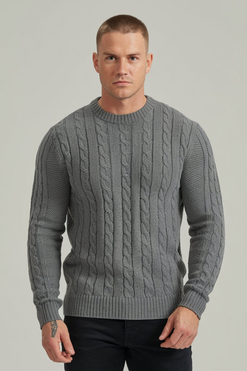 THE CABLE KNIT CREWNECK SWEATER | Montessari