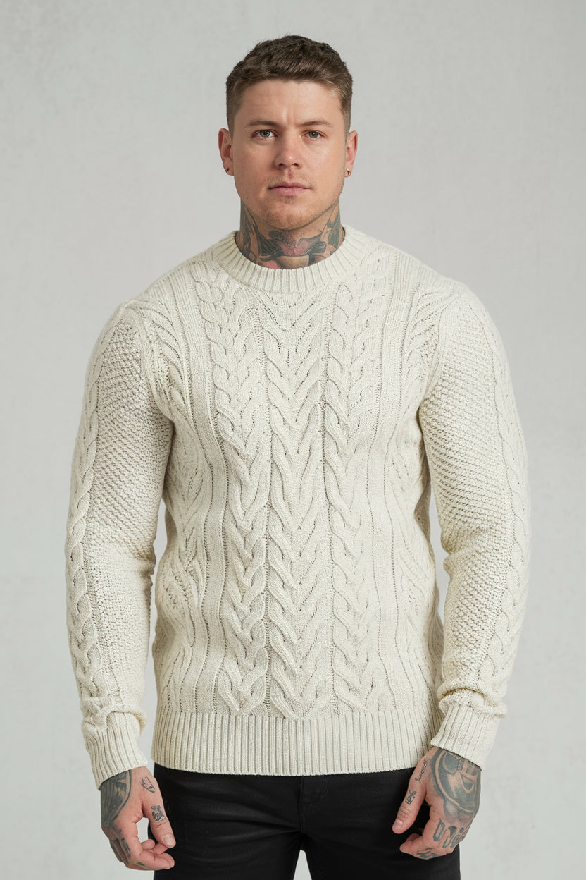 THE CABLE KNIT CREWNECK SWEATER | Montessari