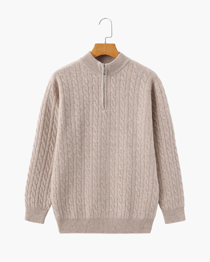 Cashmere Woven Half Zip | Montessari