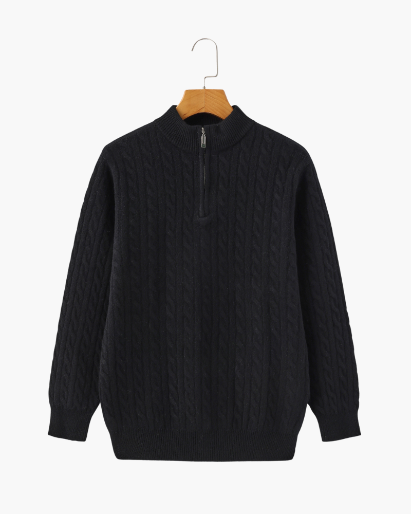 Cashmere Woven Half Zip | Montessari